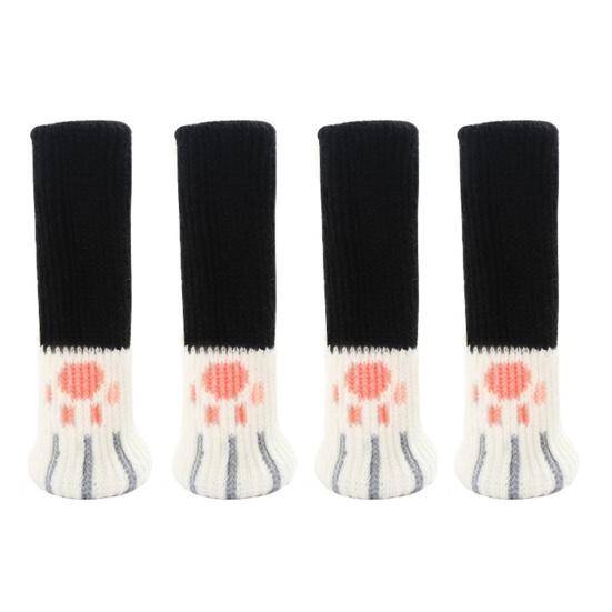 

4Pcs Chair Leg Covers Cartoon Paw Pattern Elastic Knitting Chair Floor Protector Wood Tile Marble Floors No-scratch Non-Slip Chair Foot Covers 4pcs чёрный