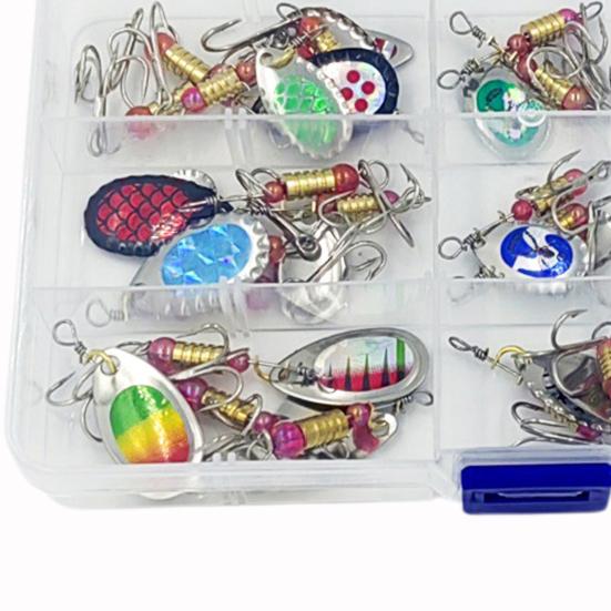 30Pcs Jig Spinner Bait Kit Sharp Hook Design Mini Size Portable Rotating Spinner Fishing Lures Topwater Lures