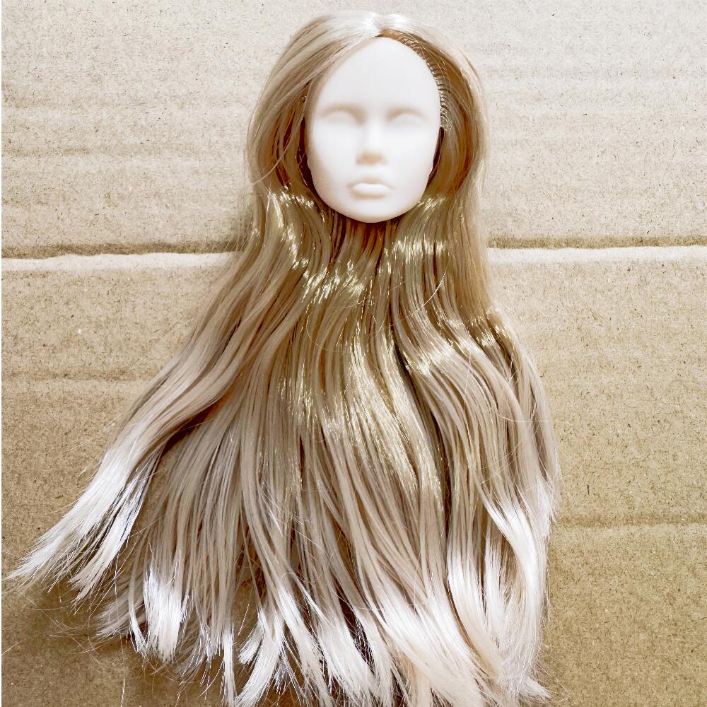 Vintage 1/6 Blank Face Doll Heads With Hair Fashion Doll Head Make Up Practice DIY Toy Parts Girls Birthday Gifts
