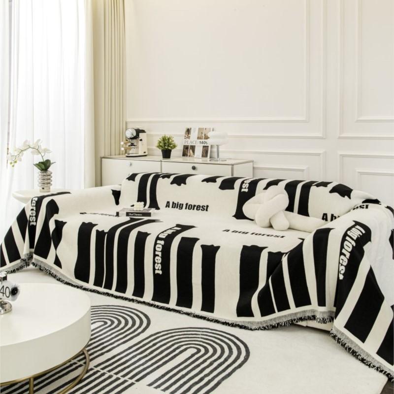 Black White Sofa Cushion Cover Sofa Cover Chenille Universal Sofa Towel Couch Cover Pet Mat Living Room Sofa Dust Proof
