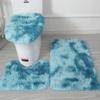 Dye Non Tie Slip Mat Fluffy Plush Bathroom Toilet Seat Cover Carpet 3 Set Piece