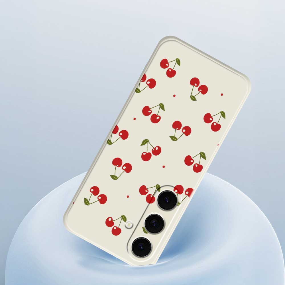 For Samsung Galaxy S25 FE Case Cherry Pattern Printing Straight Edge TPU Phone Back Cover