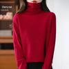Pullover in pile lavorato a maglia a collo alto a maniche lunghe autunnale per donna