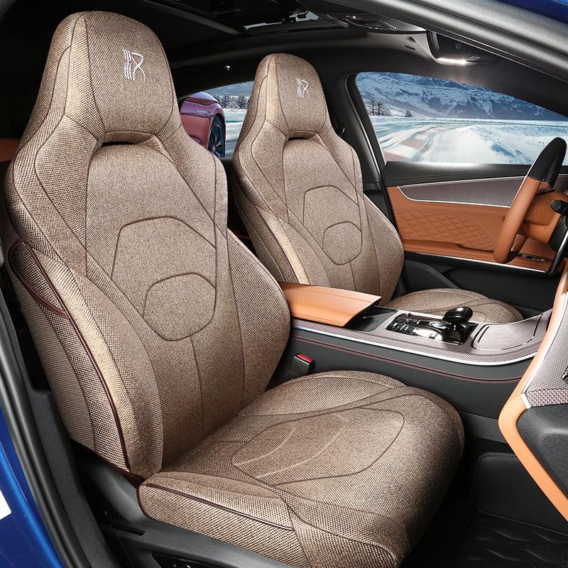 Breathable Linen Car Seat Cover for BYD Han: 5-Seater, All-Season, Full Surround Universal Cushion