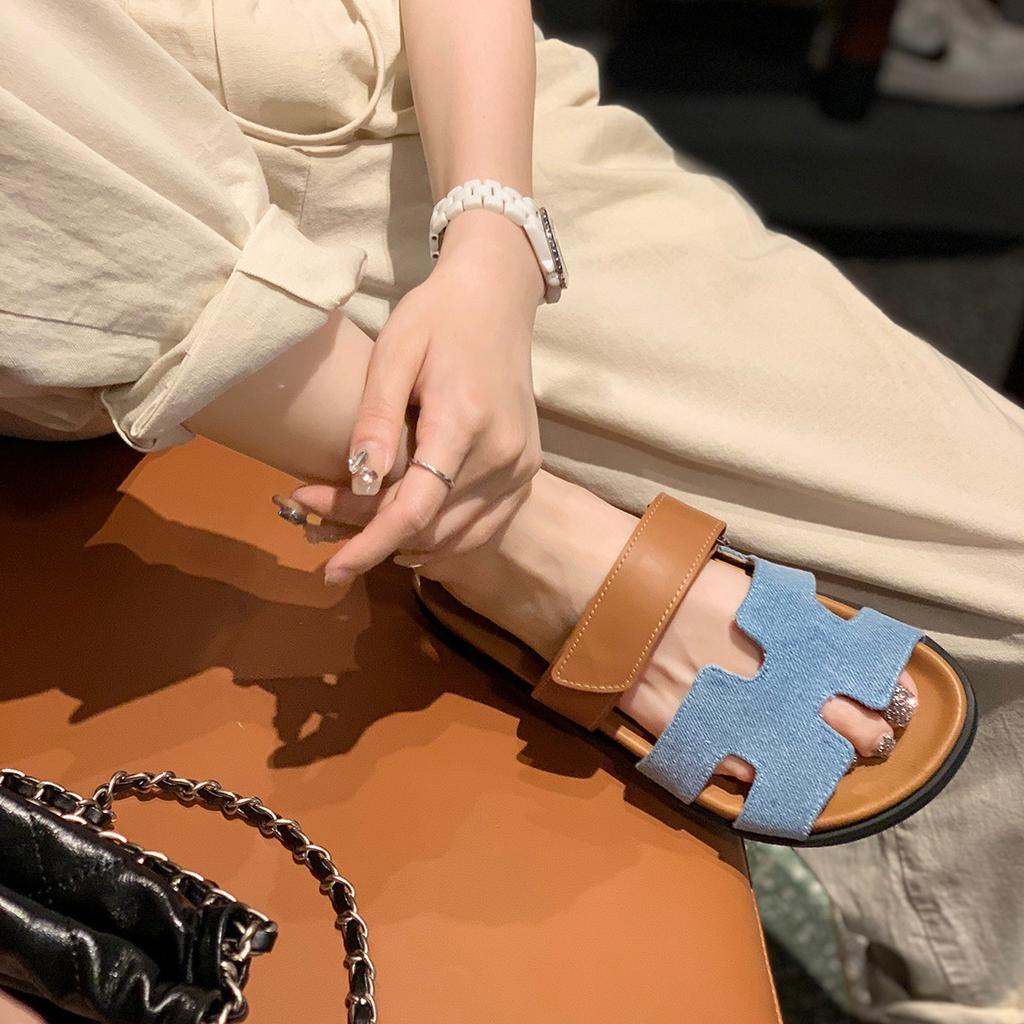 Schaffellversion~ Internet-Berühmtheit zweiter Onkel Schuhe lässige Mode Wort mit Hausschuhen Damen Sommerbekleidung dicke Sohlen Klettverschluss H coole Hausschuhe