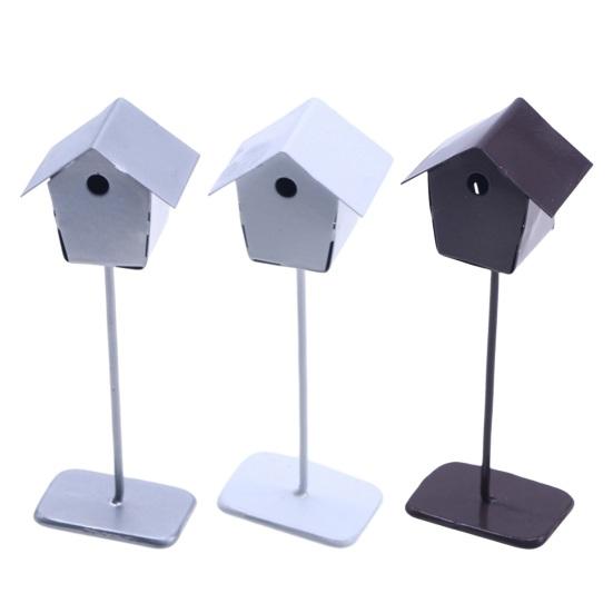 Mini Iron Birdhouse Realistic Scene Enhancer Micro Landscape Dollhouse Field Rustic Scene Simulation Birdhouse