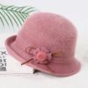 Hatter for kvinner høst vinter kombinert med minkpels bøttehatter elegante hatter for middelaldrende eldre mødre fasjonable blomster pelsdusk fiskehatter