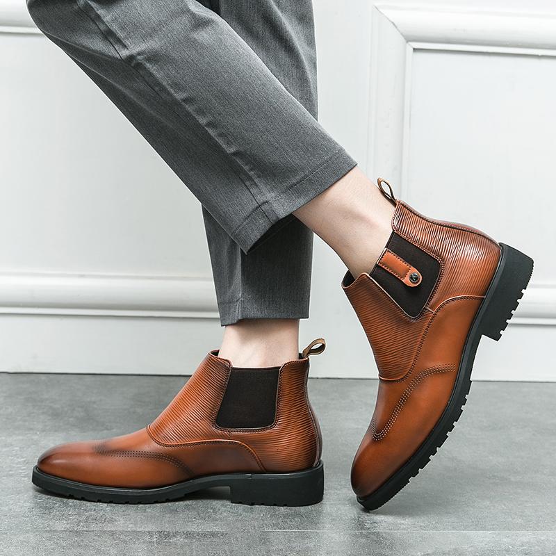 Golden Sapling Party Men Boots Casual Business Shoes Comfortable Chelsea Boot Office Shoe Leisure Flats Slip on Fashion Footwear