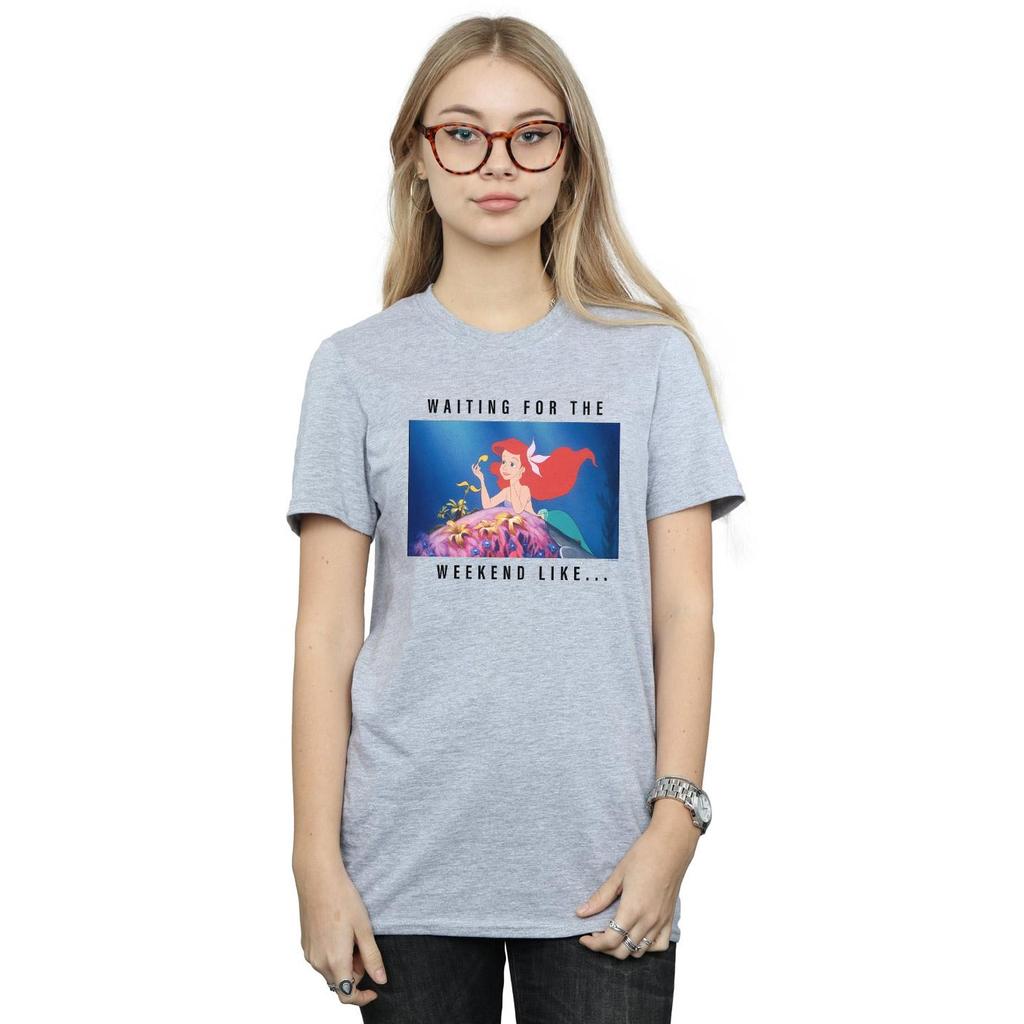 Disney Princess Womens/Ladies Ariel Waiting For The Weekend Cotton Boyfriend T-Shirt