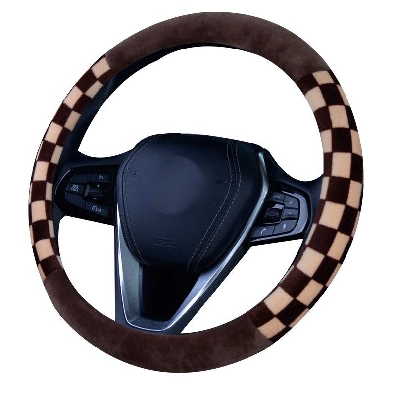 Car Steering Wheel Cover Plush Handle Cover Flocking Autumn and Winter Universal Warm and Non-slip