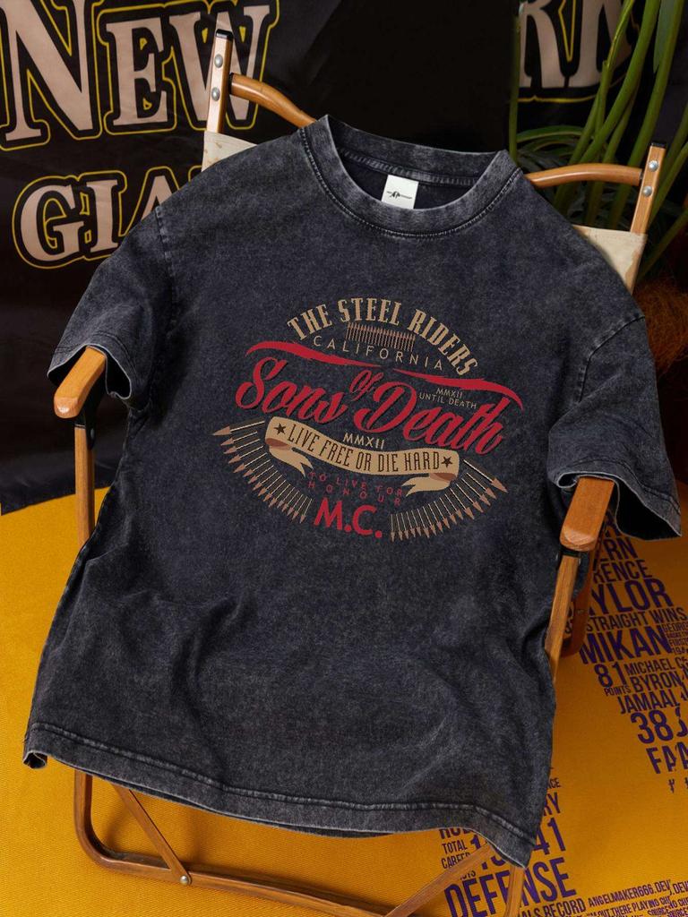 Herren Washed T-Shirt 100% Baumwolle Lockeres Drop-Shoulder-Design Geeignet für Outdoor und Sommer