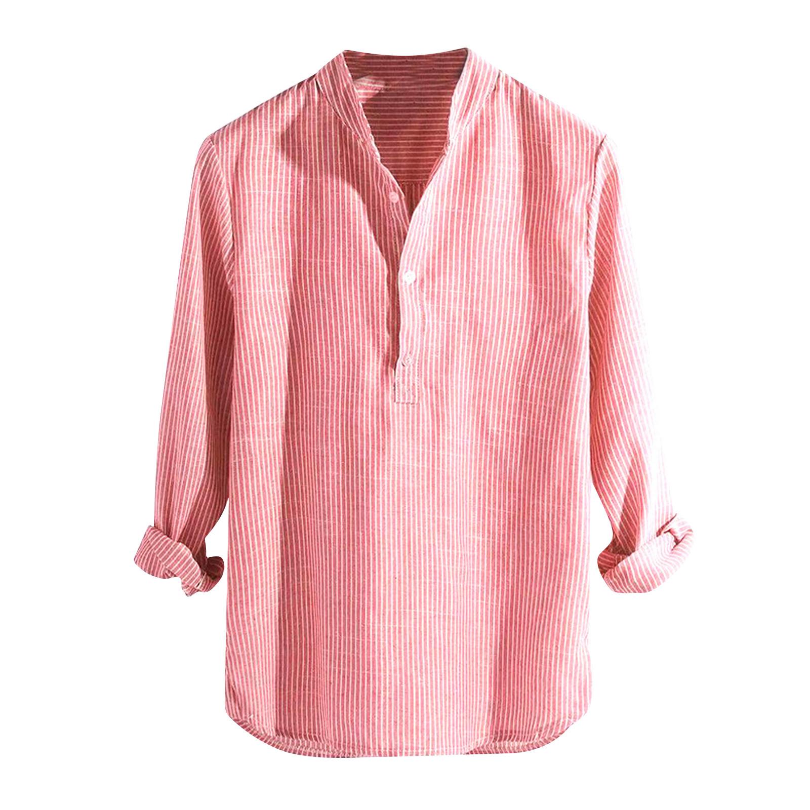 Fashionable Men s Striped Temperament Shirt Button Slim Casual Long Sleeve Tops XL красный