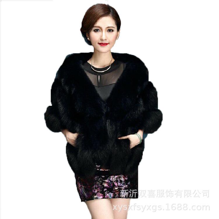 Fur autumn and winter new imitation fur shawl cape women's Korean version warm imitation fox fur coat