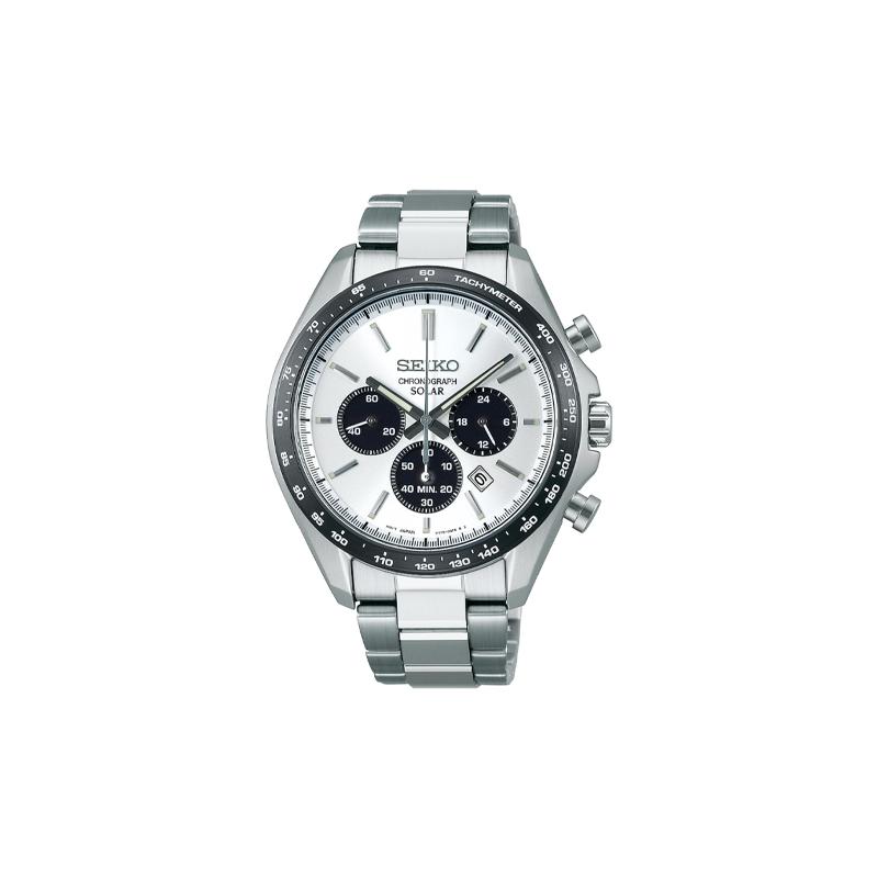 SEIKO Solar Quartz Steel Strap Men s Watch Silver Dial SBPY165 синий