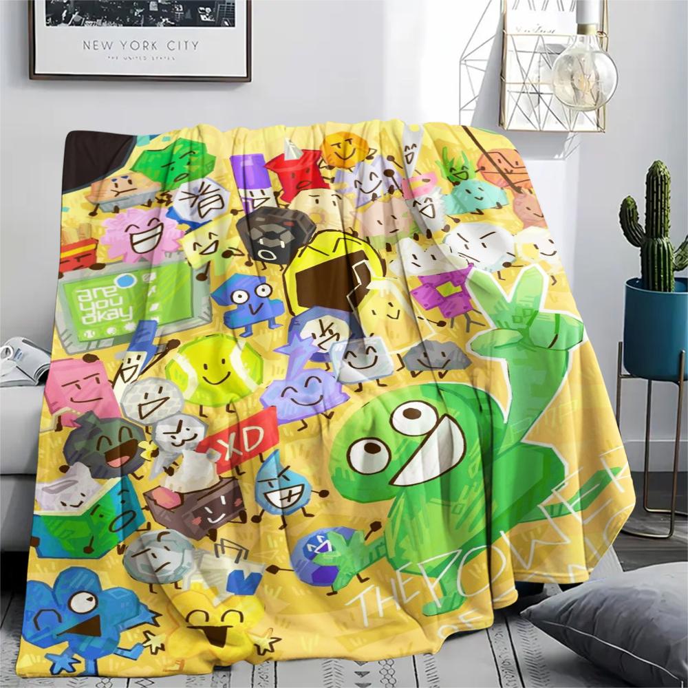 1PC BFDI Print Flannel Blanket, High Quality Comfortable for All Seasons, Home Decor, Warmth and Comfort, Perfect for Christmas Gifts