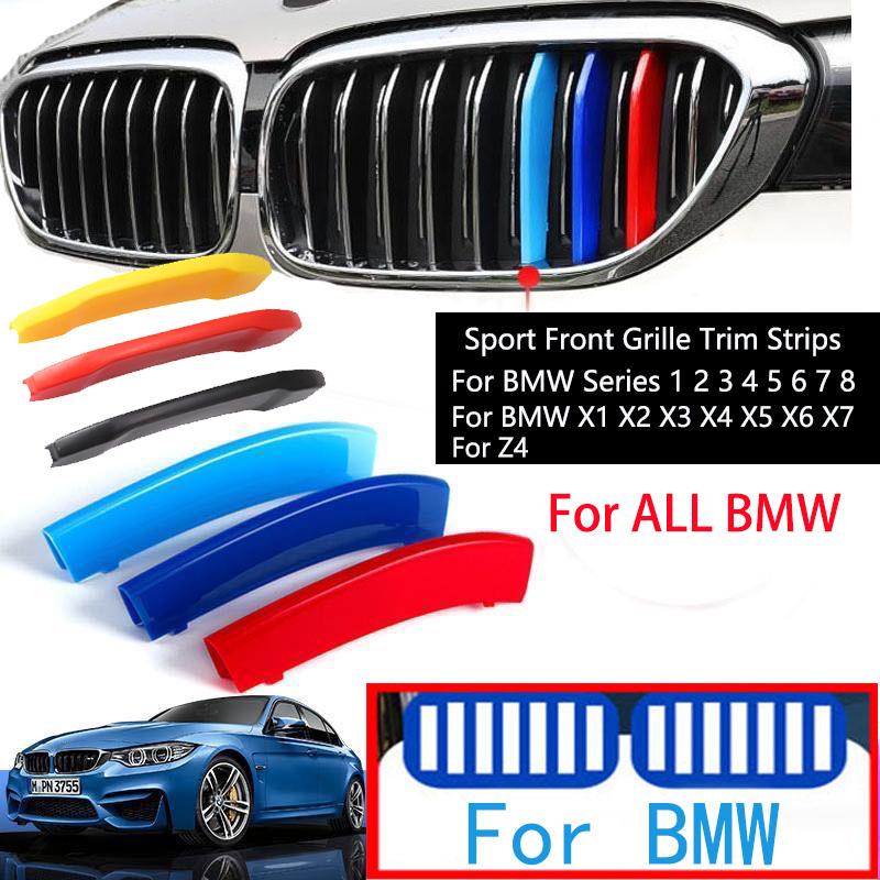 3Pcs Front Grille Trim Strips For BMW Series 1 2 3 4 5 6 7 8 X1 X2 X3 X4 X5 X6 X7 Z4 E46 E90 F30 E60 E81 F20 F45 F36 F10 F48 F25 FZ7