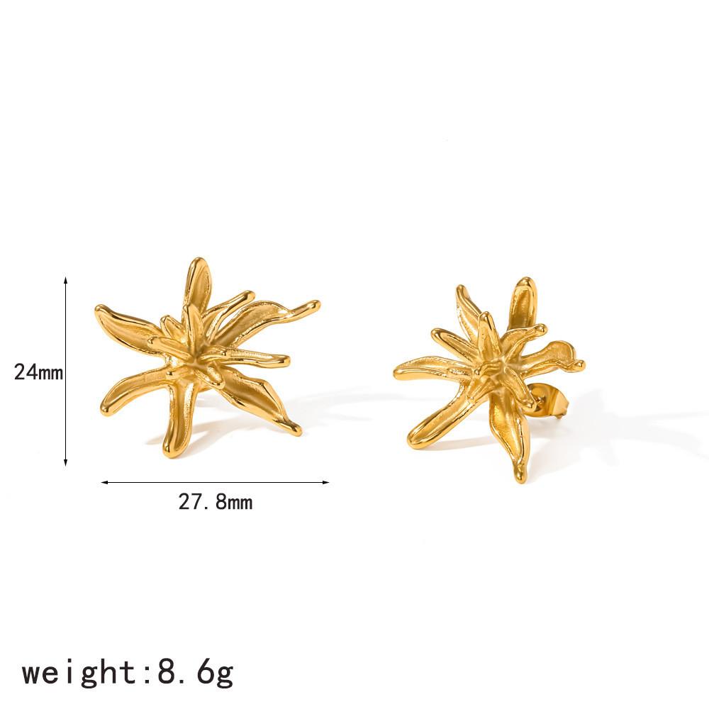 Minimalist Titanium Flower Earrings With 18k Gold Finish For Women