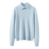 Women's Solid Color Cashmere Sweater: Lapel Buckle, Loose Fit, Thick Knit for Autumn/Winter 2026.