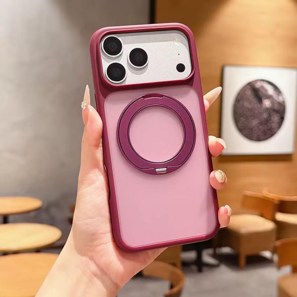 Magnetic Foldable Stand Case for iPhone 17 Pro Max, Apple 16 & 15 Pro - Frosted Full Coverage
