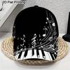 Music Notes and Piano Pattern Printed Baseball Hat Lightweight Adjustable Duckbill Cap Ideal for Travel Sports Street Fashion
