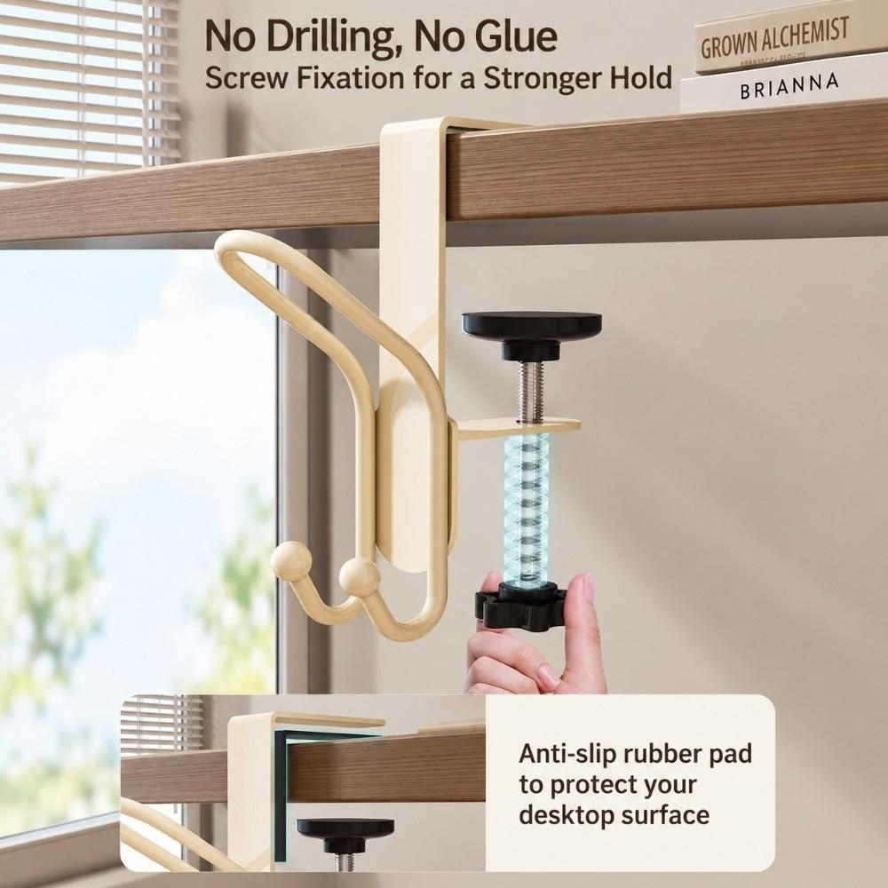 Adjustable Backpack Hook No Drill Desk Hanger Multi Functional Table Edge Hook Office