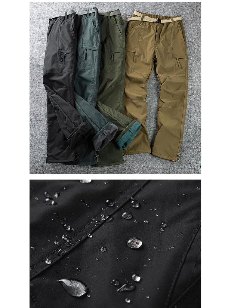 Men's Autumn/Winter Windproof Waterproof Soft Shell Trousers - Thick, Loose, and Velvet-Lined for Outdoor Casual Wear