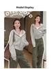 Gray Slim Fit Petite Korean Style Zip-Up Hooded Cardigan for Women, Ideal for Early Autumn/Spring Upper Outerwear