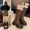 Thick-soled Color-matching Boots for Women's 2025 Autumn and Winter New Xiaoxiangfeng Tall Knight Boots, Small But Knee Boots