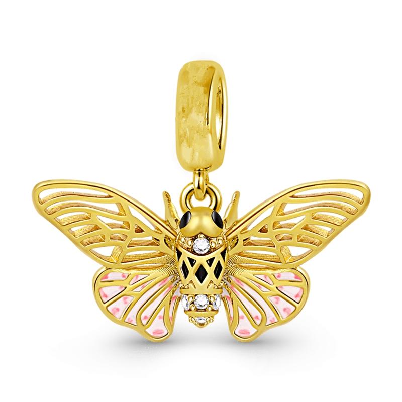Glow-In-The-Dark Firefly Design Dangle Charm Sparkling Bee Dangle Decorative Beads Fit Original Bracelets DIY Style Women Jewelry Gifts