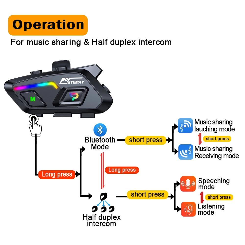 Motorcycle Helmet Bluetooth Headset10 Rider Half-duplex Intercom Distance 300 Meters BT5.3 Waterproof IPX7 with Ambient light