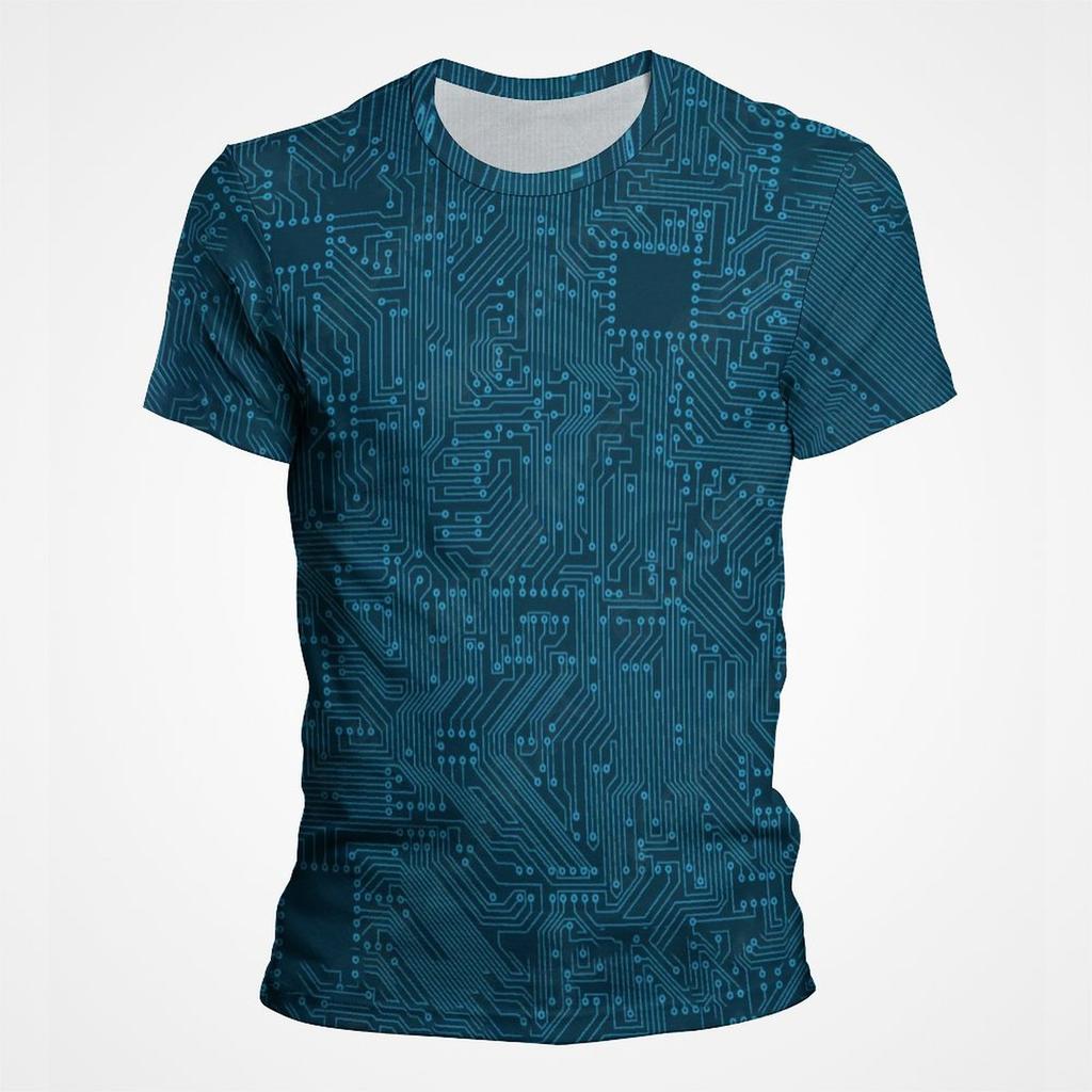 3D-Druck Motherboard CPU Prozessor Leiterplatte T-Shirt für Herren Vollprint Grafik Herren T-Shirts Hiphop Streetwear Tops