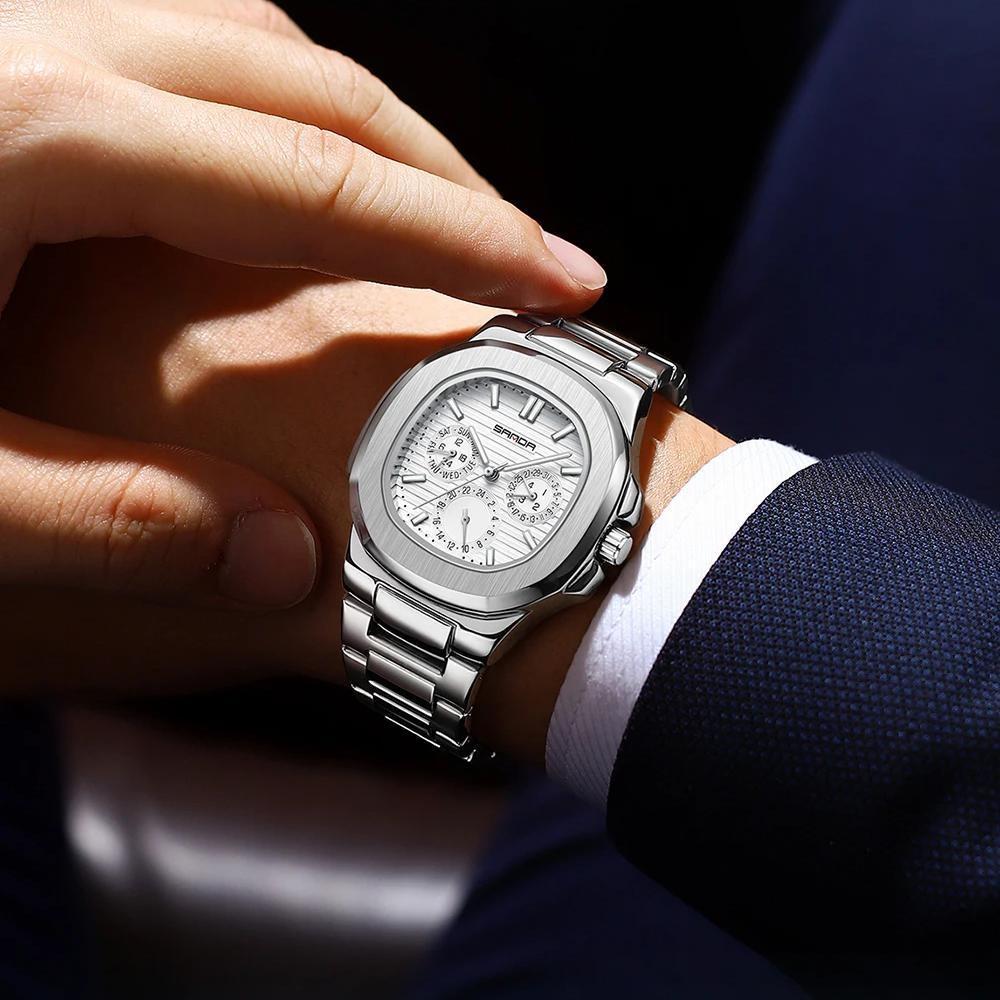 Luxury Business Men's Quartz Watch Waterproof Luminous Three Pin Six Hole Timer Fashion Men's Clock