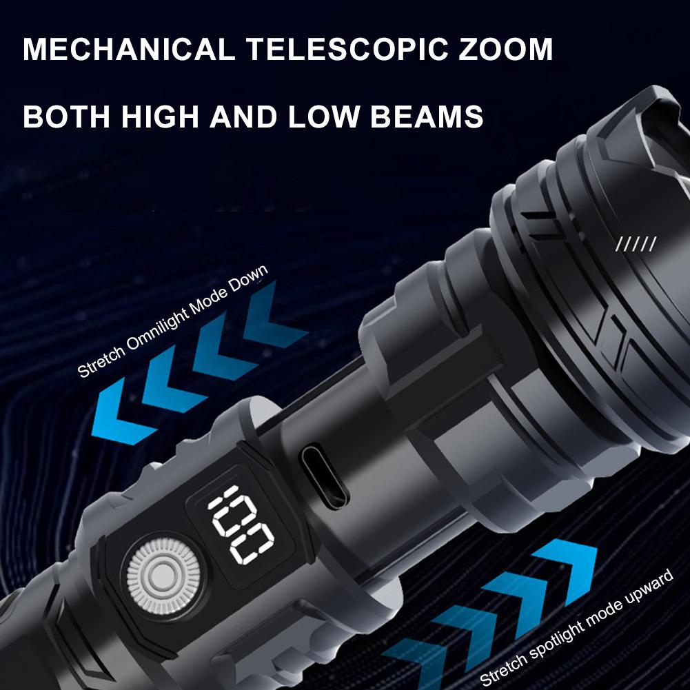 Multi Function Rechargeable LED Flashlight Built In Battery Portable Lantern ABS Outdoor Emergency Blackout Camping Hiking Lamp