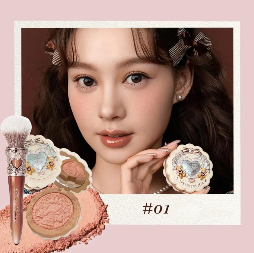 FLOWER KNOWS THE SWEETIE BEAR Rouge Seiden-Satin-Rougepuder Für Wangen Kontur Gesicht Für Ein Natürliches Mattes Finish Veganes Make-up