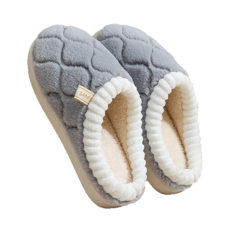 Source Factory Cotton Slippers Women's Winter 2025 New Home Indoor Non-slip Warm Household Fluffy Slippers Women