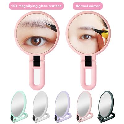 Magnifying Makeup Handle Portable Mirror with Foldable 1x15x Stylish Compact Versatile Makeup Mirror