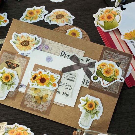 46 stk skrivesaker klistremerke selvklebende ingen rester Bedårende solsikke klistremerker Scrapbooking klistremerke klistremerke Hjemmeforsyning