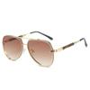 2025 New In Vintage Pilot Sunglasses for Women Modern Fashionable Square Golden Edged Purple Gradient Lens Glasses Gift
