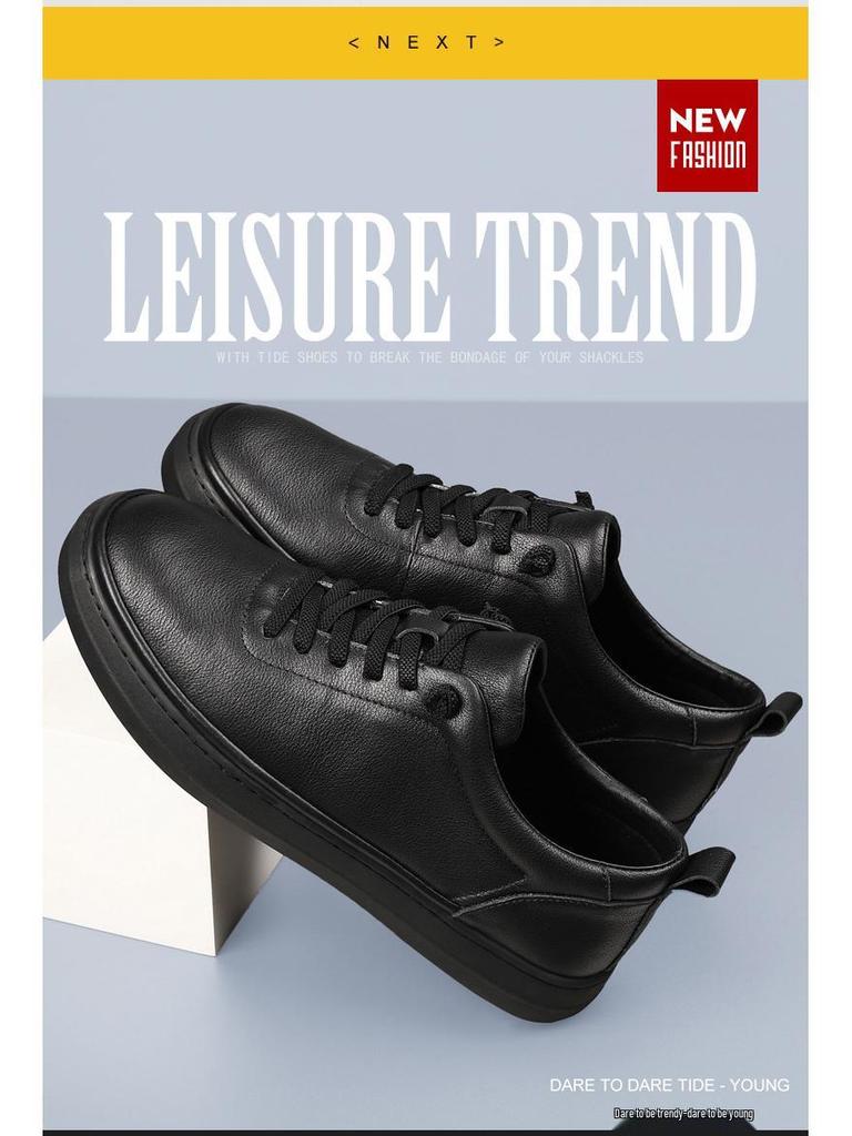 Men's Versatile Genuine Leather White Casual Shoes - Breathable Cowhide for Spring & Autumn