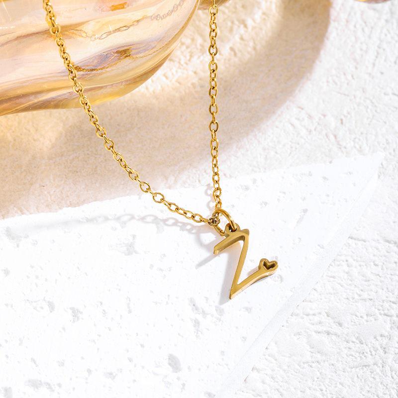 Elegant Titanium Steel Letter Necklace for Women - 2026 Clavicle Chain English Letter Pendant Jewelry
