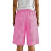 Women's Casual Comfortable Plaid Button-up Summer Shorts With Pockets