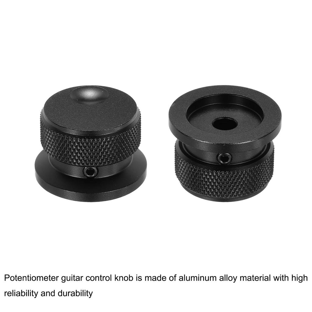 Uxcell 1pc Aluminum Potentiometer Knob Universal Volume Tone Control Knob with Oval Groove Indicator for Black 1/4" (6mm) Guitar, (30x20mm)
