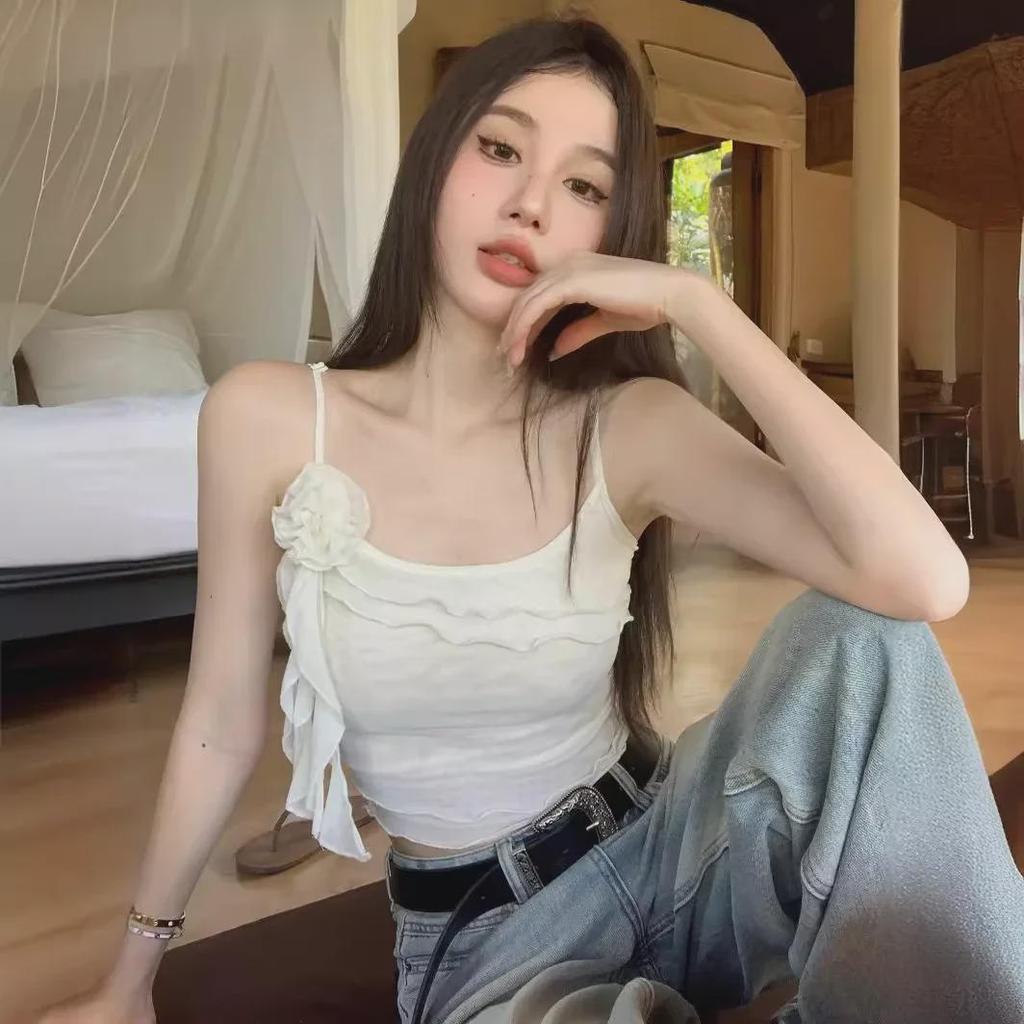 Original Wood Ear Flower Mesh Camisole for Women - Summer Vest