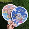 High-looking Mini Round Fan Hand-operated Portable Cloth Fan Cartoon Folding Round Fan  Home Decor