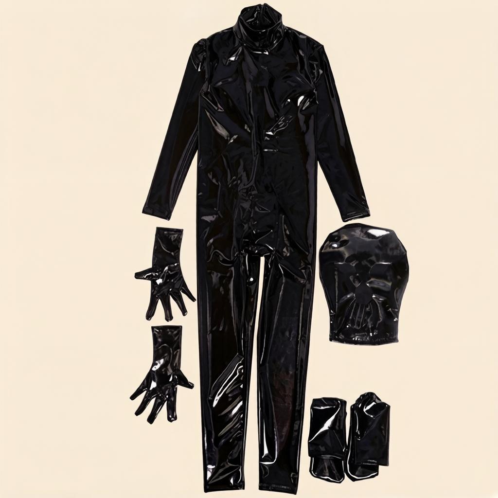 Men'S Pvc Shiny Full Body Cover Bodysuit Pu Faxu Latex Leather U Bulge Pouch Man Jumpsuit Maid Stage Nightclub Tights Shaping