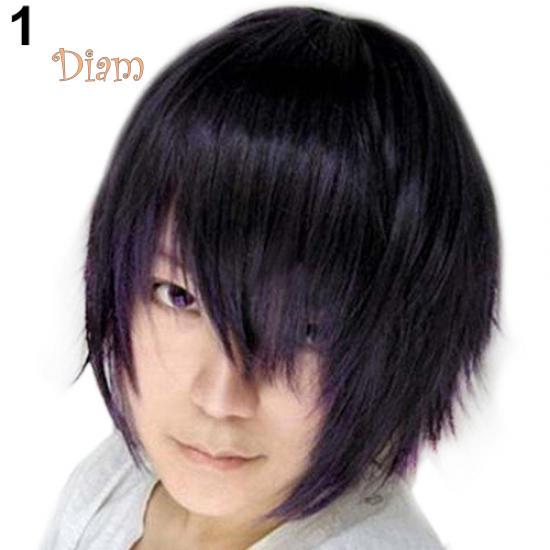 Tenfyer Men's Fashion Short Wig Cosplay Party Costume Straight Wigs Full Wig Gift
