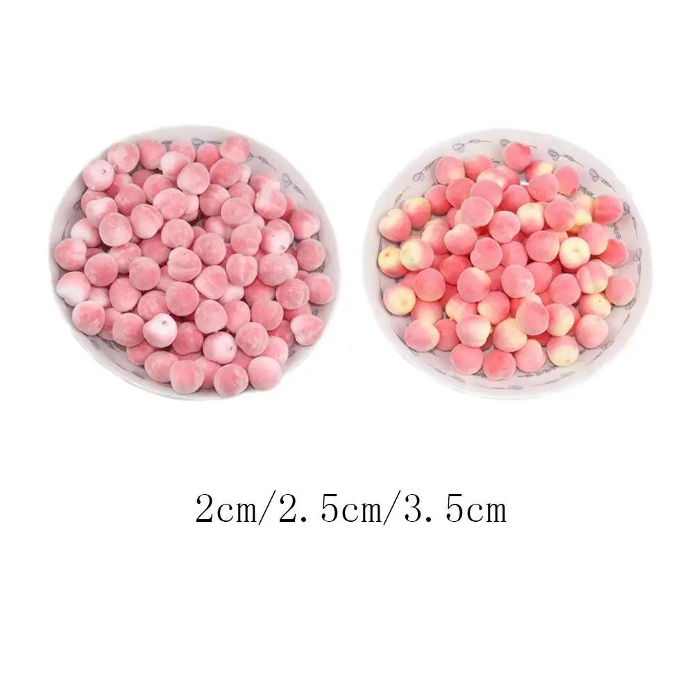 20pcs Handmade Simulated Mini Peach Realistic Cartoon Artificial Peach Fruit Material 2-3.5cm Foam Simulated Fake Fruits