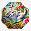 1PC cat flowers Automatic Open/Close Umbrella with Windproof, 8-Rib Sturdy Canopy, Durable Ribs, Fashionable Design, Outdoor Accessory, Fun Prin, Holi