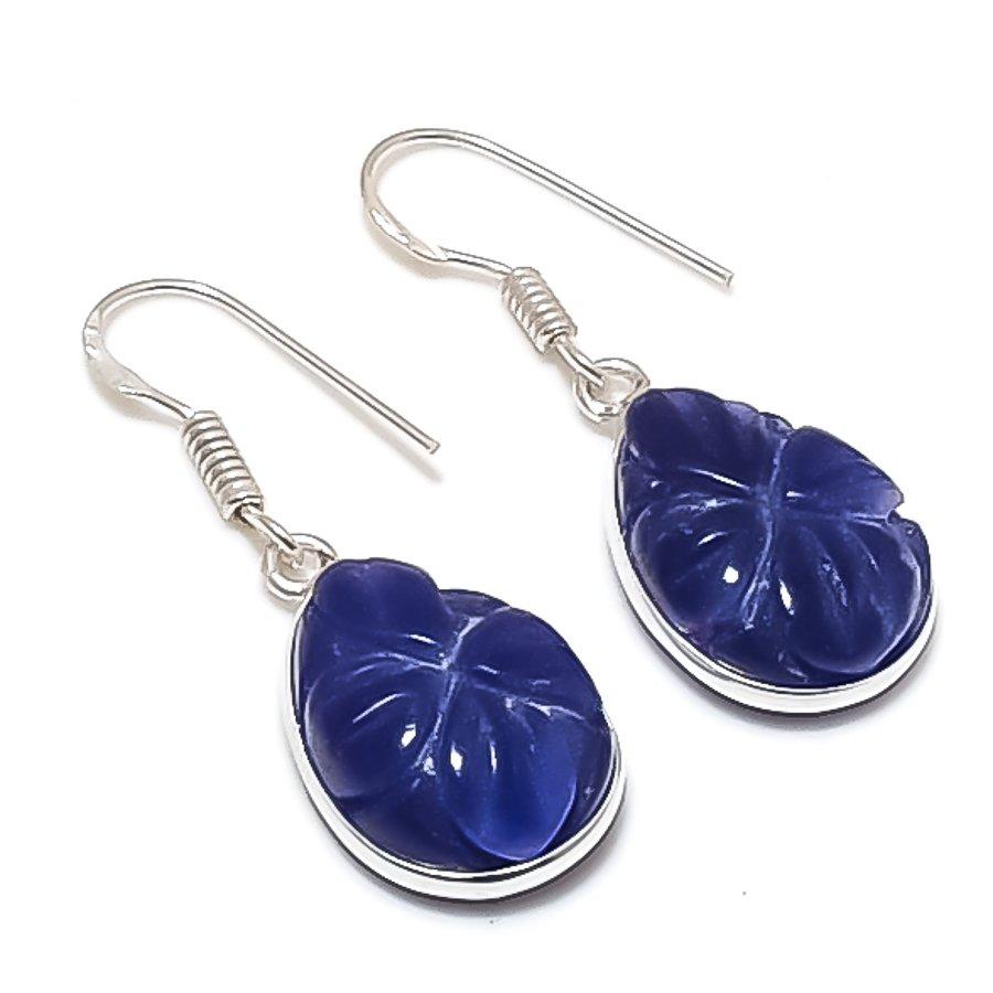 Burmise Sahhire(Simulated) Gemstone 925 Sterling Silver Jewelry Earring 1.50  AEE-11356