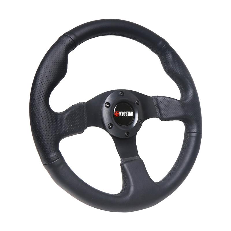 13 Inch 330mm Flat Bottom Leather Racing Car Steering Wheel for Performance Driving Experience